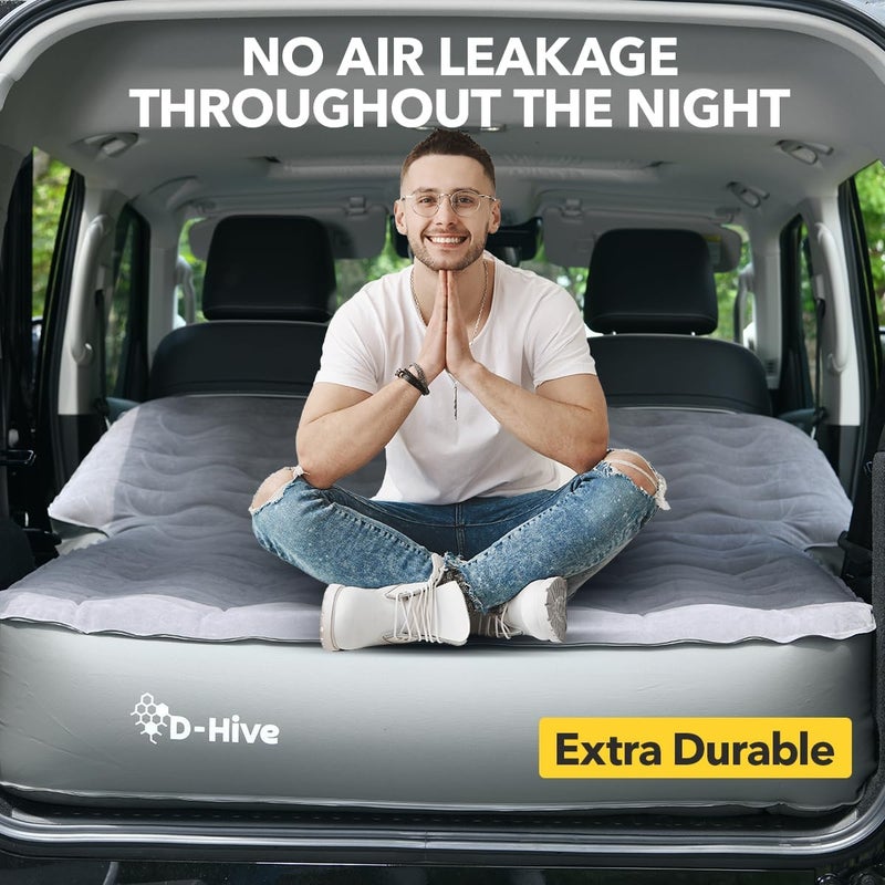 Hive SUV Air Mattress, Ultra-Thick Material Extra-High Car Air Mattress, SUV Mattress for Toyota 4runner, Car Mattress w/Built-in Pump Inflatable Car Air Mattress Grey - Image 5